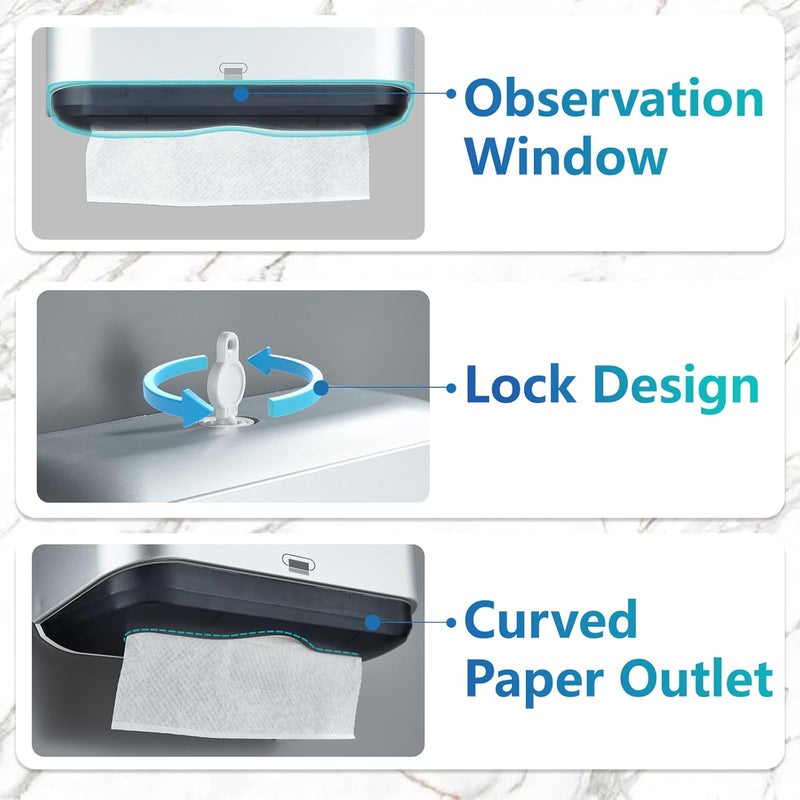 pollock Commercial Paper Towel Dispenser Holder Wall Mount, Multi-fold Trifold C Fold Hand Towel Dispenser, Bathroom Paper Towel Dispenser, Toilet Paper Napkin Holder - Image 3